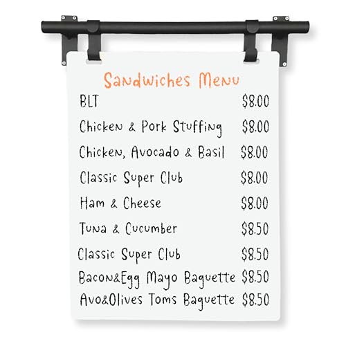 Hanging Menu Contemporary Style Chalkboard Sign, Metal Menu Display 22x28 Magnetic Surface Cafe Bar Sign for Business Price Menu (Black Frame/White Board) - color: Black Frame/White Board