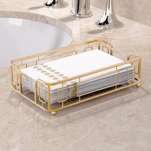Guest Hand Towel Holder Tray for Bathroom Countertop, Gold Metal - color: I - Matt Gold Guest Towel Holder Tray, size: Guest Towel Holder