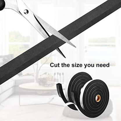 2 Rolls Foam Tape Weather Stripping Door Seal, 1'' W x 3/4'' T High Density Seal Strip Weather Stripping, Adhesive Weather Strip Total 16.5 Feet Long - size: 1'' W x 3/4'' T x16.5ft