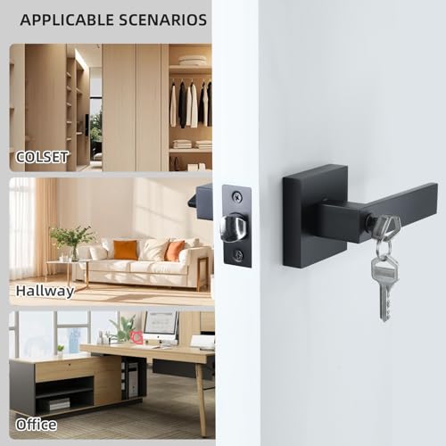 JO.KO 10 Pack Entry Door Lock Set, Square Door Lever for Bedroom - color: Matte Black, size: 10 Pack