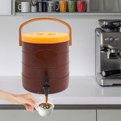 Stainless Steel Beverage Dispenser Insulated Container with Faucet Cooler with Drink Dispensers Cold and Hot Drink Dispenser for Milk Tea, Juice, Coffee 6.6 Gal Capacity (Brown) - color: Brown, size: 25L