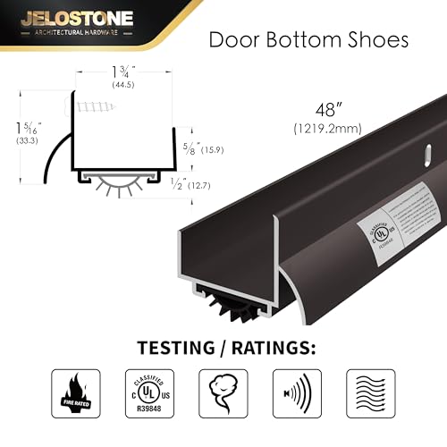 48" U-Shaped Aluminum Door Bottom Shoes with Drip Cap(Dark Bronze) - Fire Rated -1-3/4"W x 1-5/16"H - Weather Stripping Seal for Exterior Doors, Vinyl Insert, JS-216DV - color: Dark Bronze, size: 1-3/4"W x 1-5/16"H x 48"L