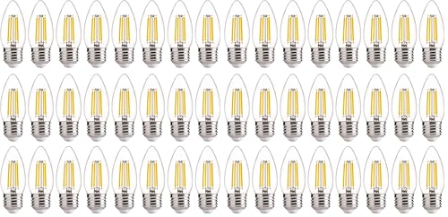 FLSNT 60W Equivalent LED Chandelier Light Bulbs, Dimmable LED B11 E26 Candelabra Base Bulbs, 3500K Natural White, 550LM, 48 Pack UL,CA65 Listed. - color: 60w Natural White, size: 24 Count (Pack of 2)
