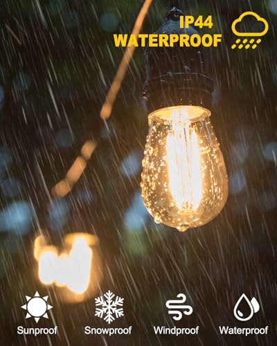 BRIMAX 2W 100FT Outdoor String Light Commercial Grade with 32 S14 LED Bulbs