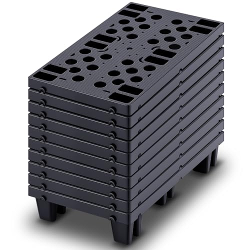 10 Pcs Plastic Pallets for Basement Storage, 19.6 x 11.8 x 3.9 Inch, Black - color: Black, size: 19.6 x 11.8 x 3.9 Inch