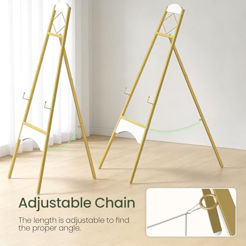 CHOEZON 43" Gold Easel Stand for Sign, Display Easel with 6 Adjustable Height Levels, Metal Art Easel, Poster Stand for Painting, Wedding Welcome Signs Holder, Gold and White TCJ26JW