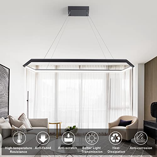 Black Dimmable LED Pendant Light Fixture, Adjustable Hanging Lamp