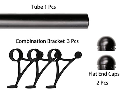 9 ft Stainless Steel Bar Foot Rail Kit, 2" OD 304 Stainless Tubing Set with Combination Brackets, End Caps & Internal Connector, Matte Black Finish Heavy Duty Footrest for Home Bar, Pub & Restaurant - size: 9 ft (54 in x 2), style: Domed End Cap