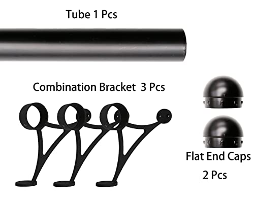 9 ft Stainless Steel Bar Foot Rail Kit, 2" OD 304 Stainless Tubing Set with Combination Brackets, End Caps & Internal Connector, Matte Black Finish Heavy Duty Footrest for Home Bar, Pub & Restaurant - size: 9 ft (54 in x 2), style: Domed End Cap