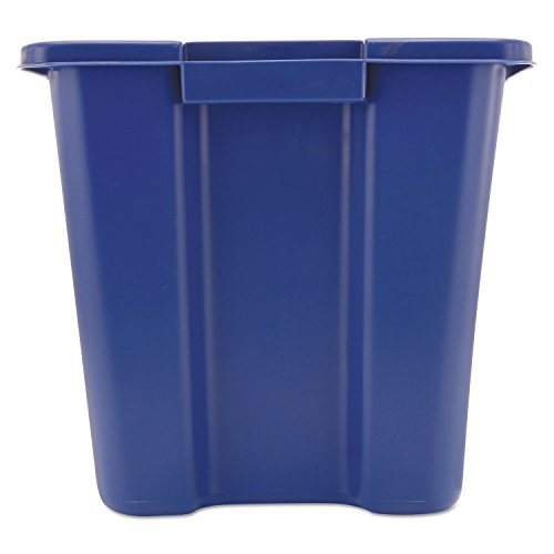 Rubbermaid Commercial Products Stackable Recycling Bin, 14 Gallon, Blue Storage Container, for Garage/Kitchen use for Boxes/Paper Recycle (Pack of 1) - size: 14G