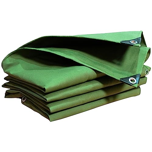 16oz Large Heavy Duty Canvas Tarp 10x20 Feet Water-Resistant - color: 28mil-green, size: 10x20 Feet-Finished size