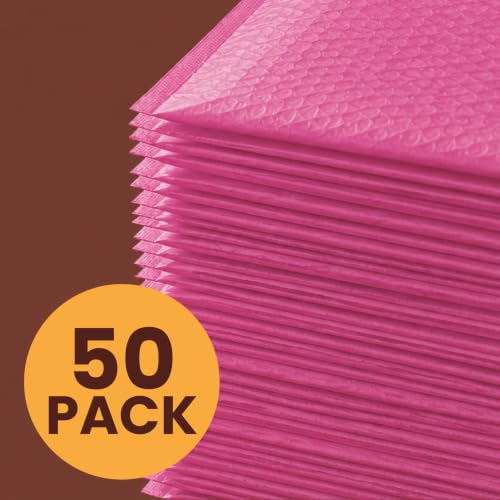The Boxery Poly Bubble Mailers, Self-Seal (Pink, 10.5'' x 16'' - (50PC)) - color: Pink, size: 10.5'' x 16'' - (50PC)