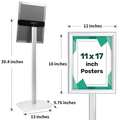 Heavy Duty Pedestal Sign Holder, 11 x 17" Floor Standing Sign Holder - color: Silver, size: 11x17in