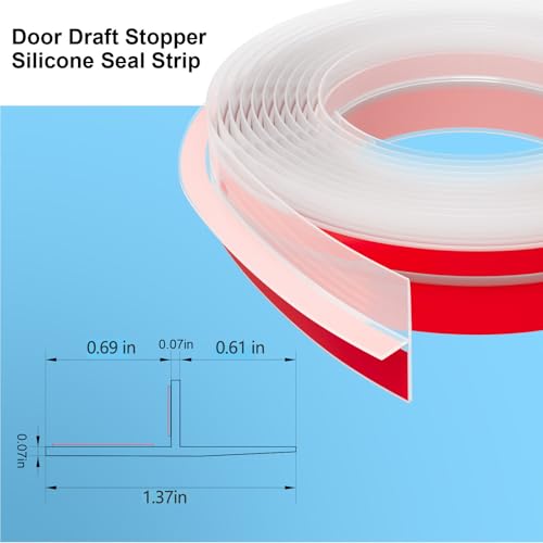 Elvone T-Shaped Weather Stripping Seal, Clear Silicone, 1.37 in x 40 ft - color: Clear, size: 40FTX1.37IN