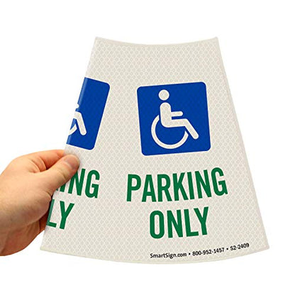 SmartSign “Handicapped Parking Only” Bright Reflective Cone Message Sleeve, [Cone Not Included] - color: Handicapped Parking Only, size: Pack of 1