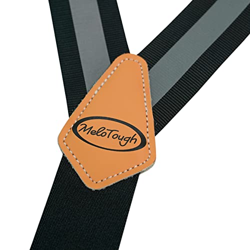 MELOTOUGH Reflective Safety Suspenders|Work Suspenders with Hi Viz Reflective Strip Hold Up Tool Belt Suspenders - color: Reflective Black, size: Y BACK