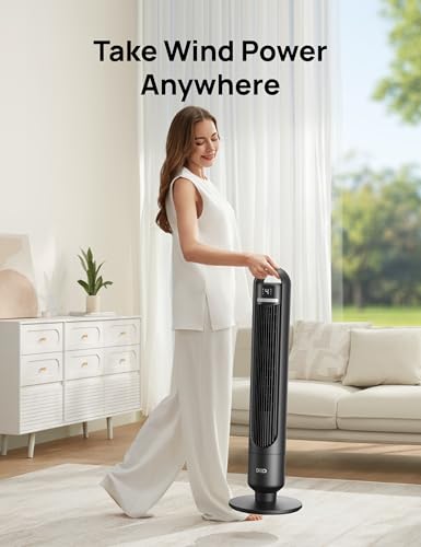 DREO Tower Fan for Bedroom, 26ft/s Velocity, 90° Oscillating, 8H Timer - color: Ebony, size: 36 inch