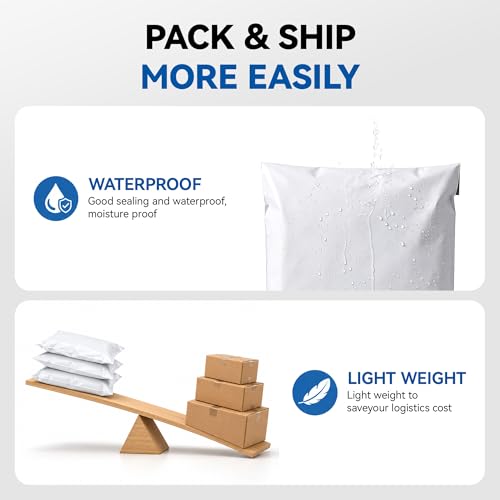 Poly Mailers 12x15.5 Inch, 100PCS Self‑Seal Shipping Bags - color: White, size: 12"x15.5"(100pcs)
