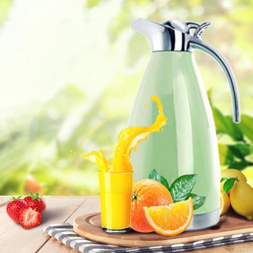 Sumerflos 68 Oz Stainless Steel Coffee Thermal Carafe/Double Walled Vacuum Thermos Insulated / 12 Hour Heat Retention / 2 Liters (Green) - color: Green