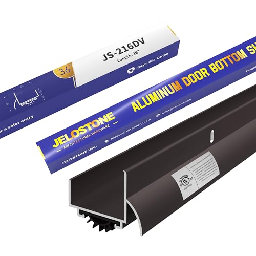 36" U-Shaped Aluminum Door Bottom Shoes with Drip Cap(Dark Bronze) - Fire Rated - 1-3/4"W x 1-5/16"H - Weather Stripping Seal for Exterior Doors, Vinyl Insert, JS-216DV - color: Dark Bronze, size: 1-3/4"W x 1-5/16"H x 36"L