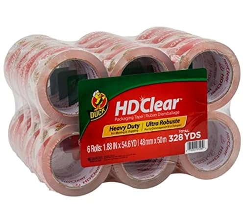 Duck HD Clear Heavy Duty Packing Tape Refill Rolls, 2 in Wide, 24 Rolls - size: 24 Rolls, style: Refill