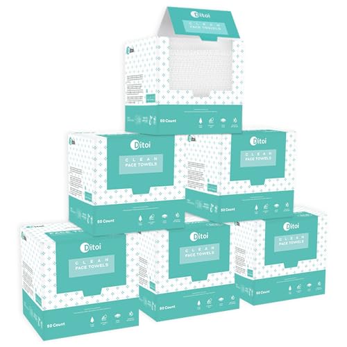 Ditoi Face Towels XXL, Ultra‑Soft Disposable Facial Towels - style: 50Count (Pack of 6)