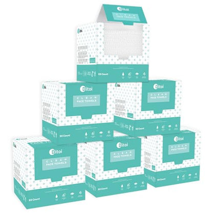 Ditoi Face Towels XXL, Ultra‑Soft Disposable Facial Towels - style: 50Count (Pack of 6)