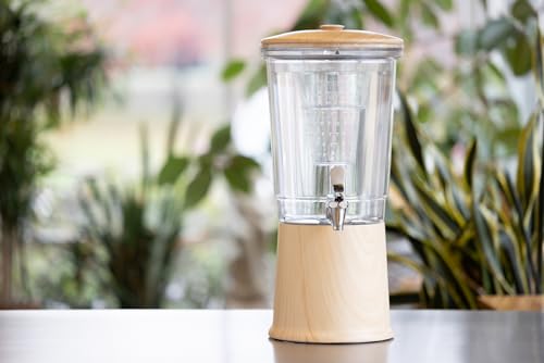 Service Ideas Double Wall Beverage Dispenser, 3 Gallon, Stainless Steel - color: Light Wood