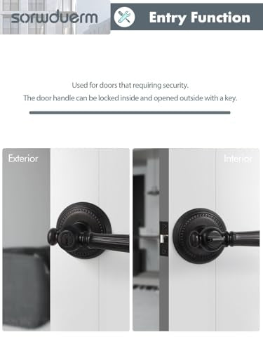 1 Pack Oil Rubbed Bronze Door Lever with Lock and Key Entry Door Handle Door Lever Bedroom and Bathroom Zinc Alloy - color: Oil Rubbed Bronze
