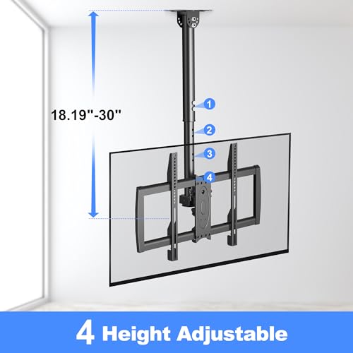 XINLEI Ceiling TV Mount Fits Most 37-75 inch LCD LED Plasma Panel Display with Max VESA 600x400mm Loaded up to 110lbs Swivel and Tilt TV Bracket Height Adjustable MC61A - size: 600x400mm VESA