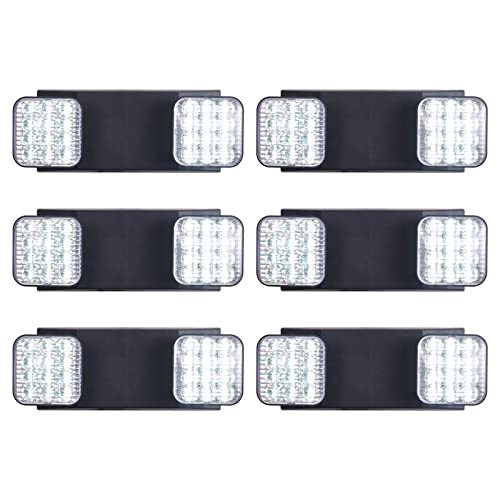 TANLUX LED Emergency Lights with Battery Backup, Two Head Adjustable Commercial Emergency Lights, UL Listed, AC 120/277V, Hardwired Emergency Exit Light Fixtures for Business - 6 Pack(Black) - color: Black, size: 6 Pack