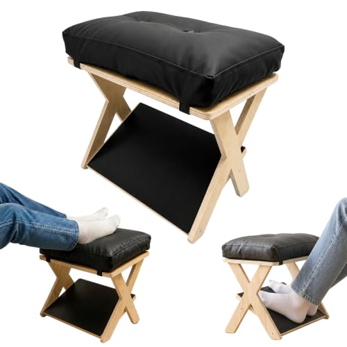 Foot Rest Under Desk, Ergonomic Wooden Desk Foot Rest - color: Natural Wood