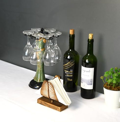 OwlGift Freestanding Modern Napkin Holder with Leaf Design, Tabletop Tissue Dispenser, Countertop Napkin Storage Organizer – Bronze - color: Bronze