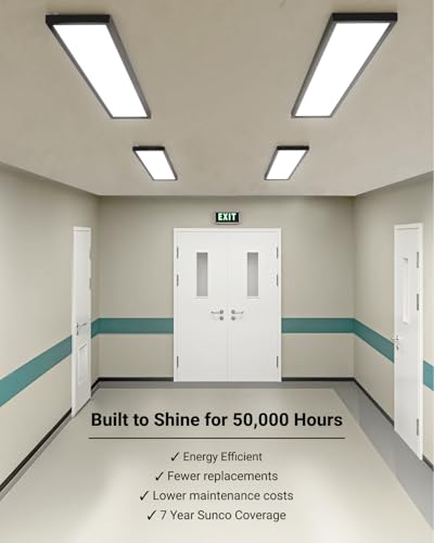 Sunco 12 Pack 1x4 LED Flat Panel Lights, 3CCT Selectable, 30-46W, Dimmable - size: 1x4 - Black