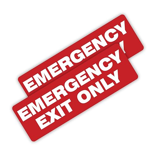 | Emergency Exit Only Reminder Stickers (2 Pack), 8.75x3 – Strong Adhesive, Durable, Waterproof Exit Sign Stickers for Doors and Walls – Perfect For General Awareness and Labeling Purposes