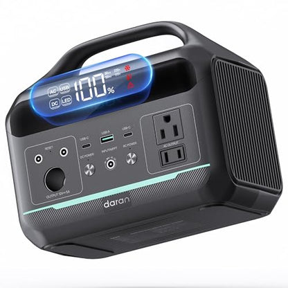 Daran 300W Portable Power Station (600W Surge) | 192Wh LiFePO4 Solar Generator for Camping, RV & Emergency | 8-in-1 Lightweight Battery Supply with 60W PD & LED Light for Laptop, Drone