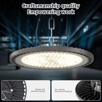 6 Pack UFO LED High Bay Light 0-10V Dimmable 200W 36000LM 5000K - size: 200W