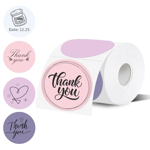 Thermal Label,3 Inch Pink Gradient Round Thermal Printer Sticker,Self-Adhesive Round Direct Thermal Labels,Thermal Stickers for DIY Logo Design,Name Tag (300 Labels/1 Roll) - color: Pink Gradient, size: 3 inches