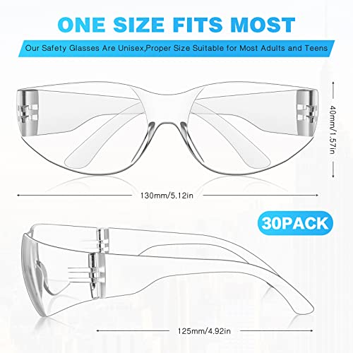 WFEANG 30 Pack Clear Safety Glasses for Men Women, ANSI Z87.1 Work Glasses - color: 30clear