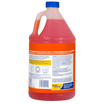 Zep Heavy-Duty Citrus Degreaser Cleaner Concentrate - 1 Gallon (Case of 4) ZUCIT128 - Restaurant Grade Degreaser and Cleaner Removes Oil, Grease, Adhesive, and Kitchen Soil on Stovetops, Appliances - size: 128 Fl Oz (Pack of 4)