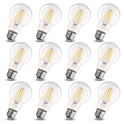 A19 Clear Led Bulbs, E26 Dimmable Edison Bulbs, 5000K Daylight Led Light Bulb, Cool White Edison Bulb, 6w Filament Bulb for Light Fixture 6pack/12Pack - color: Clear 5000k Daylight, size: 6W-12 Pack