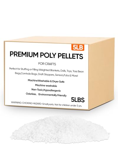 5 lb Poly Pellets Weighted Stuffing Beads,Plastic Pellets Weighted for Stuffed Animals,Poly for Bean Bags, Crafts,Doll and Blankets