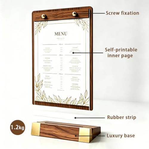 3 Pack 9.8" x 13.5" Acrylic Sign Holder with Walnut Wood Base