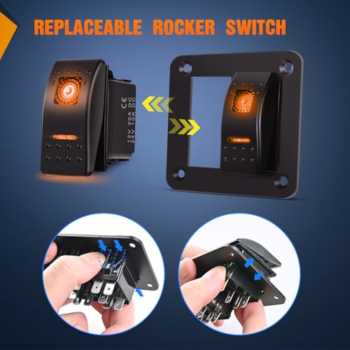 Nilight 2 Gang Rocker Switch Panel w/Orange LED Light 5Pin ON Off Pre-Wired - color: Amber, size: 2 Gang