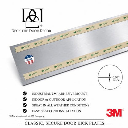 Door Kick Plate, 6x30 in, Satin Black, Adhesive - color: Satin Black, size: 6x30"