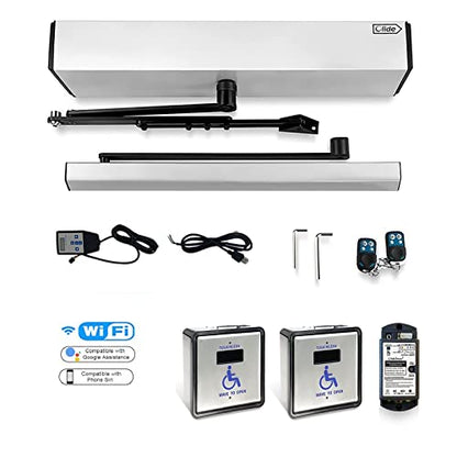 Olideauto Handicap Door Opener Touch Free Open Door,with Touchless Wireless Square 4.5'' Handicap Push Buttons Wave Sensor to Open Olide-512N