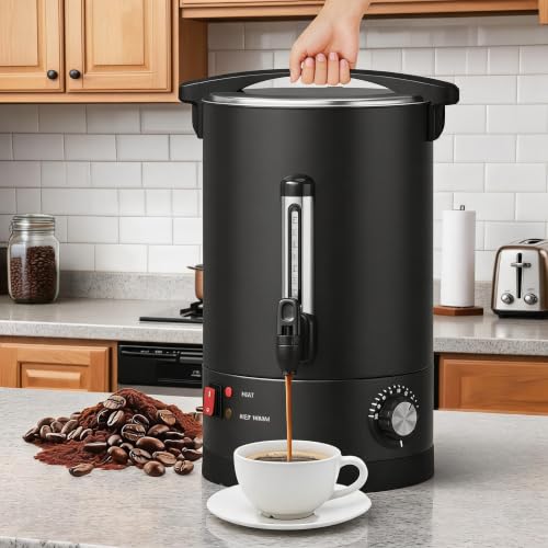100-Cup (14L/3.8 Gal) Commercial Coffee Urn – Stainless Steel Double-Wall Insulated Hot Beverage Dispenser for Catering, Buffet, Wedding & Office – Black - size: 100 Cups/14L