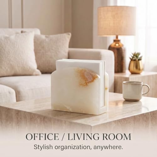 Radicaln Marble Napkin Holder for Table 6.5" Paper Napkin Dispenser Stand - color: White Onyx
