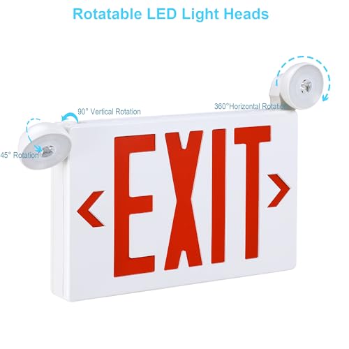Gruenlich Exit Sign with Emergency Light, Battery Backup, 4 Pack - size: 4-Pack