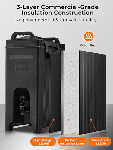 Insulated Beverage Dispenser 5 Gal, Commercial Hot/Cold Drink Dispenser - size: 5 GAL